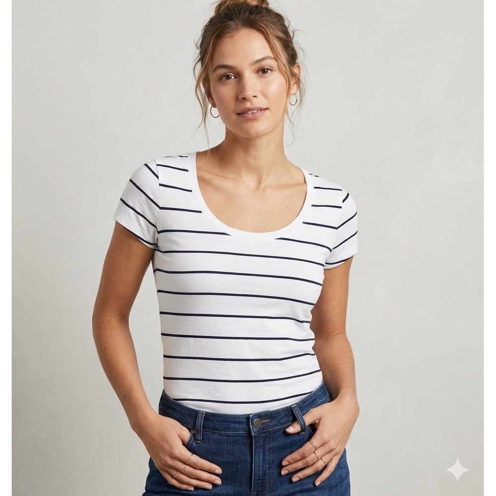 Banana Republic City T-Shirt (Striped) Navy White XS